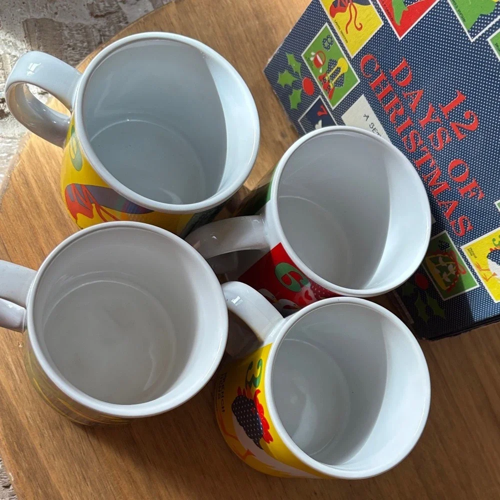 Vintage Grant Howard‎ 12 Days of Christmas Mug Set of 4 12oz Multicolor 1983